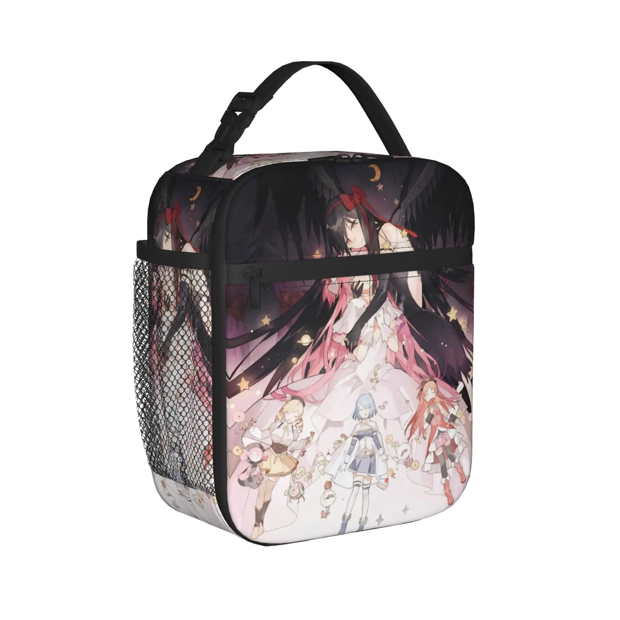 Anime Puella Magi Madoka Magica Insulated Lunch Bag Thermal Bag Reusable,Meal Container Comic Large Tote Lunch Box Food Handbags