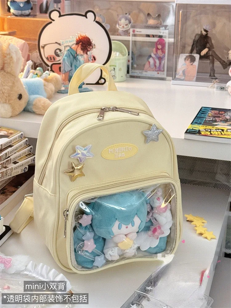 Mochila japonesa bidimensional pequeña para mujer, bolsa transparente, bonita mochila, miniita, 2024