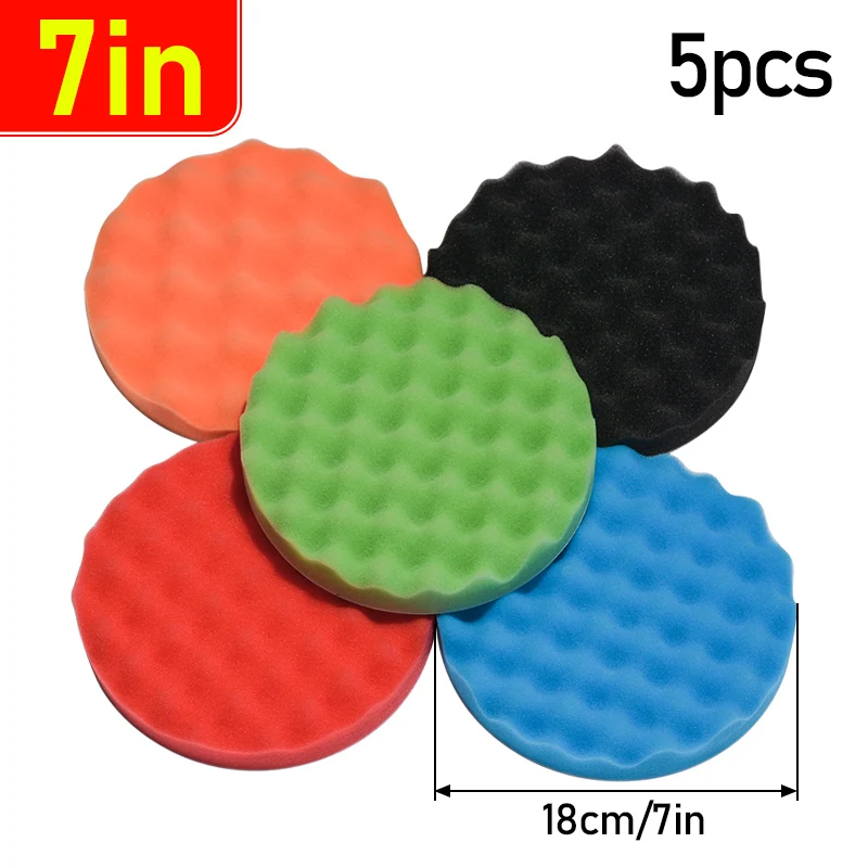 5 Stuks 5 "6" 7 "150/180 Mm Buffing Polijsten Spons Pads Kit Auto polijstmachine Zachte Golf Schuim Wafel Pad Wasstraat Schoonmaken Detaillering Tool