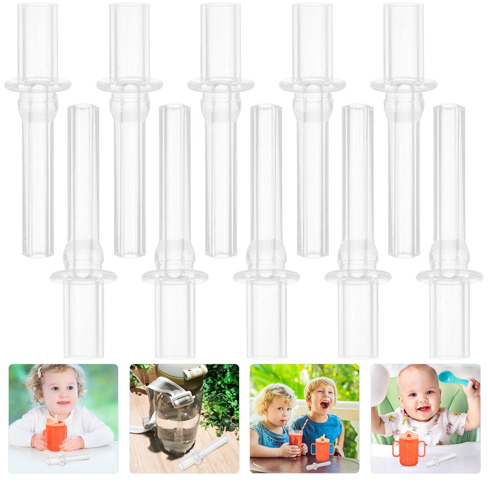 

10 Pcs Children Straw Cup Replacement Tips Silicone Droppers for Kids Drinking Water Bottles Reusable Safe Practical Lightweight