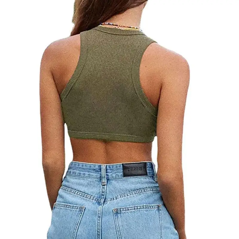2024 verão novo sexy colheita topo colete feminino cor pura ort sle interior wear exterior jogo tubo superior a linha cinta estreita colete