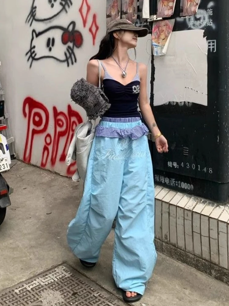 

Y2K Vintage Fashion Loose Pants Women Casual Street Hip Hop Baggy Pants High Waist Wide Leg Trousers Solid Joggers Women Clothes