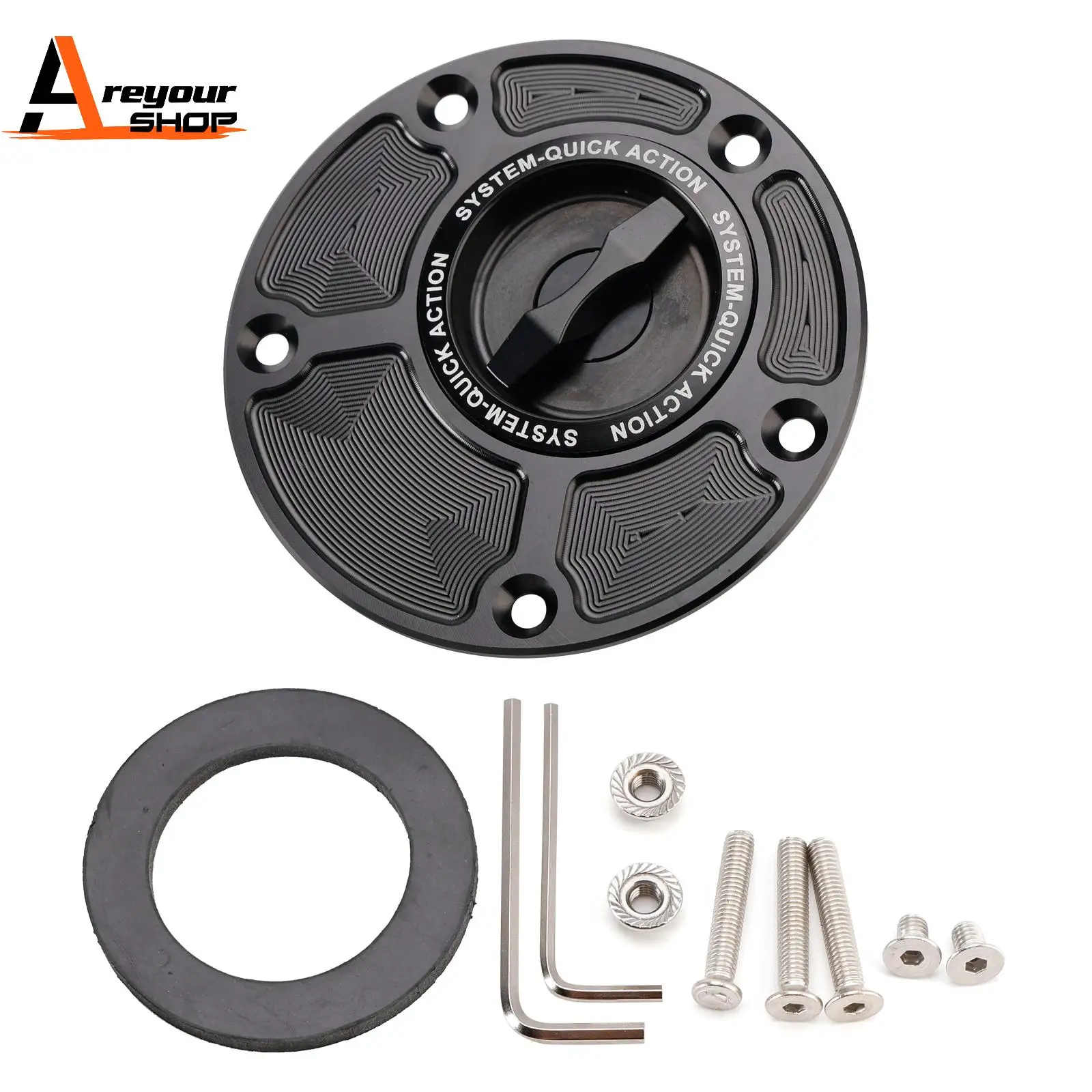 Image of Areyourshop Schnellspanner-Kraftstofftankdeckel, 5 Löcher, für Yamaha YZF R1 R1S R1M R3 R6 R6S R7