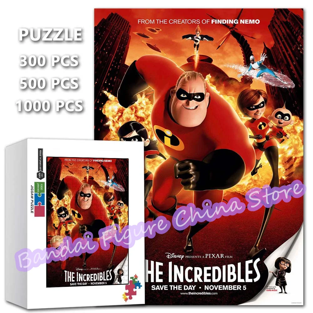 Disney-Puzzles College des films Indestructibles 2, dessin animé, sourire, héros, famille, enfants, jouets de jeu, 300 pièces, 500/1000 pièces