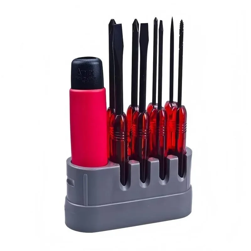 ANEX NO.6900 9-Piece Screwdriver Set, Slotted/T-Ratchet Replaceable Bits, Japanese Precision Hand Tool view 5