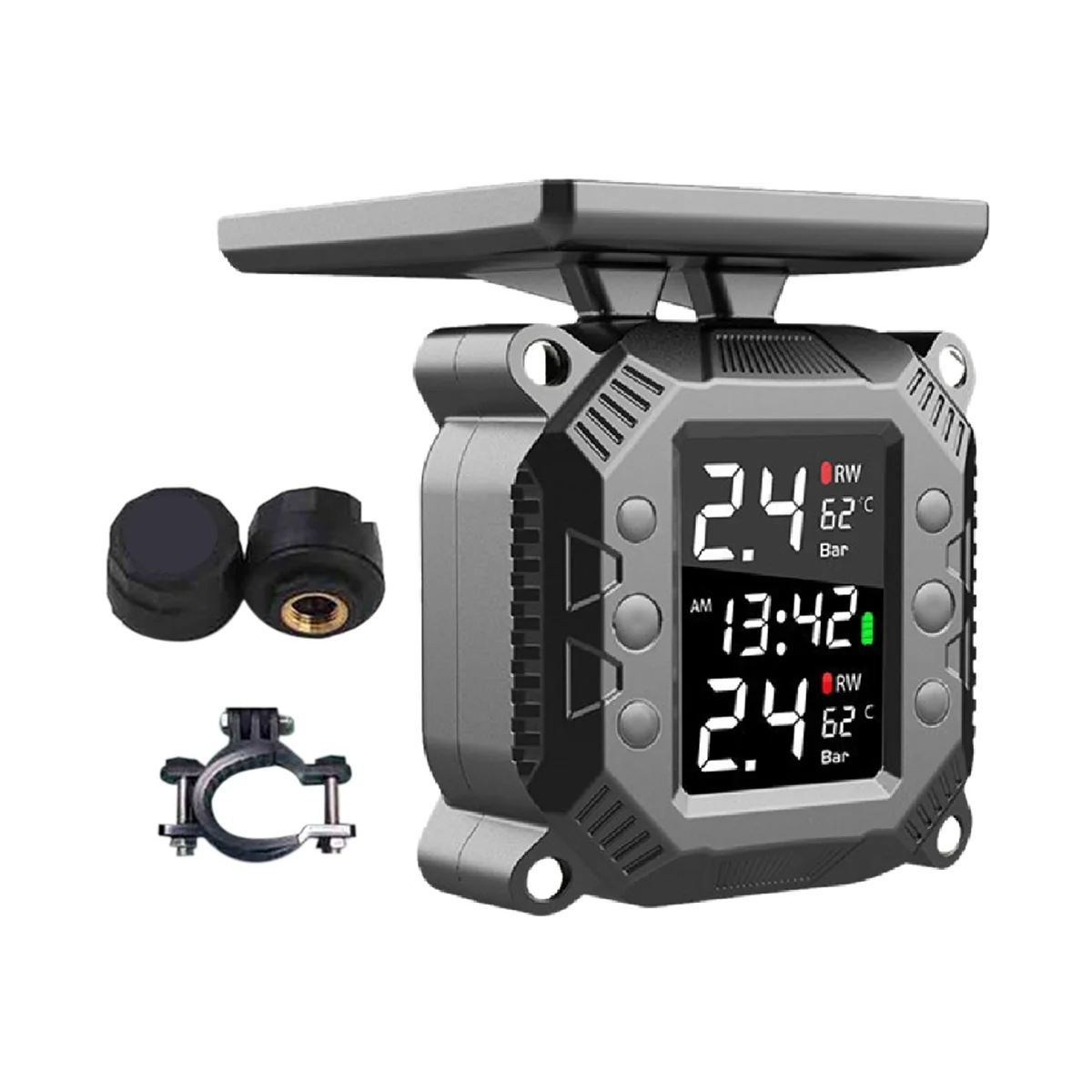 Wireless Motorcycle TPMS Tire Pressure Monitoring System Solar External Sensor Temperature Monitor Water Proof C Style