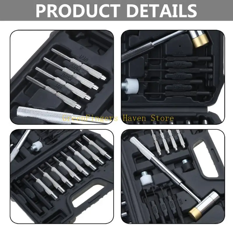 

F68D 21Pcs Set Roll Pin Double-Faced Hammers StainlessSteel Maintenance Repair