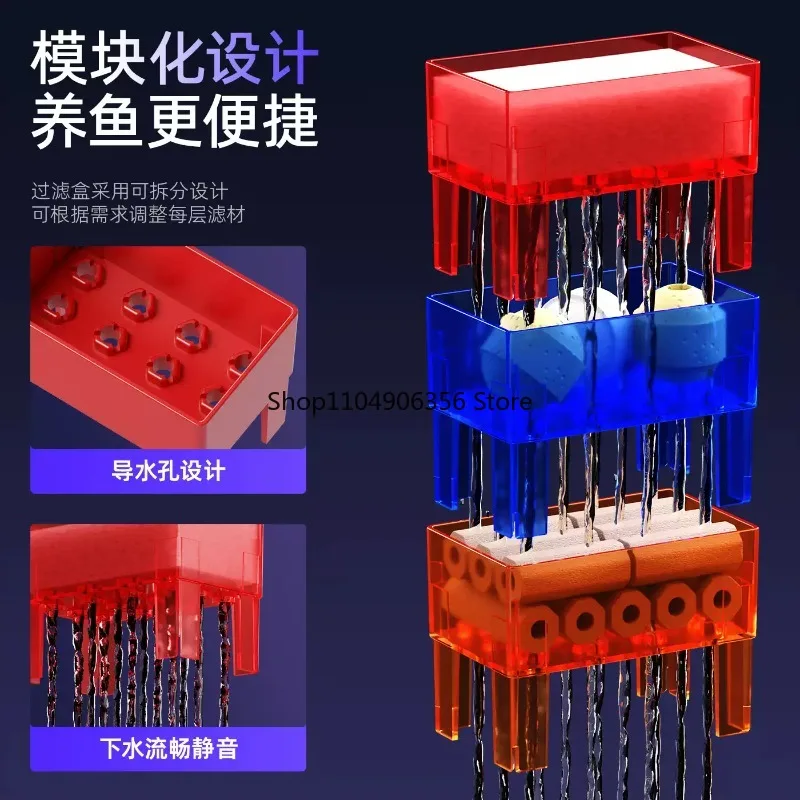 

Прямоугольный настольный аквариум из ультрапрозрачного стекла в современном стиле, 220 В, с боковым фильтром, экологичный, для дома
