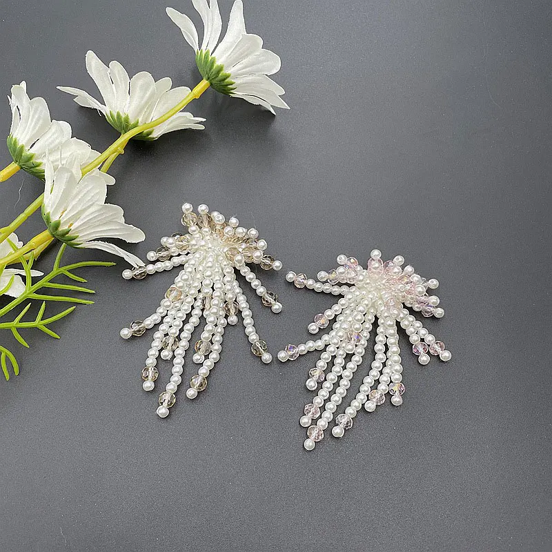 20Pcs Handmade beaded pearl bowknot Appliques For DIY corsage,shoe, flower, clothing,hat accessories Patches