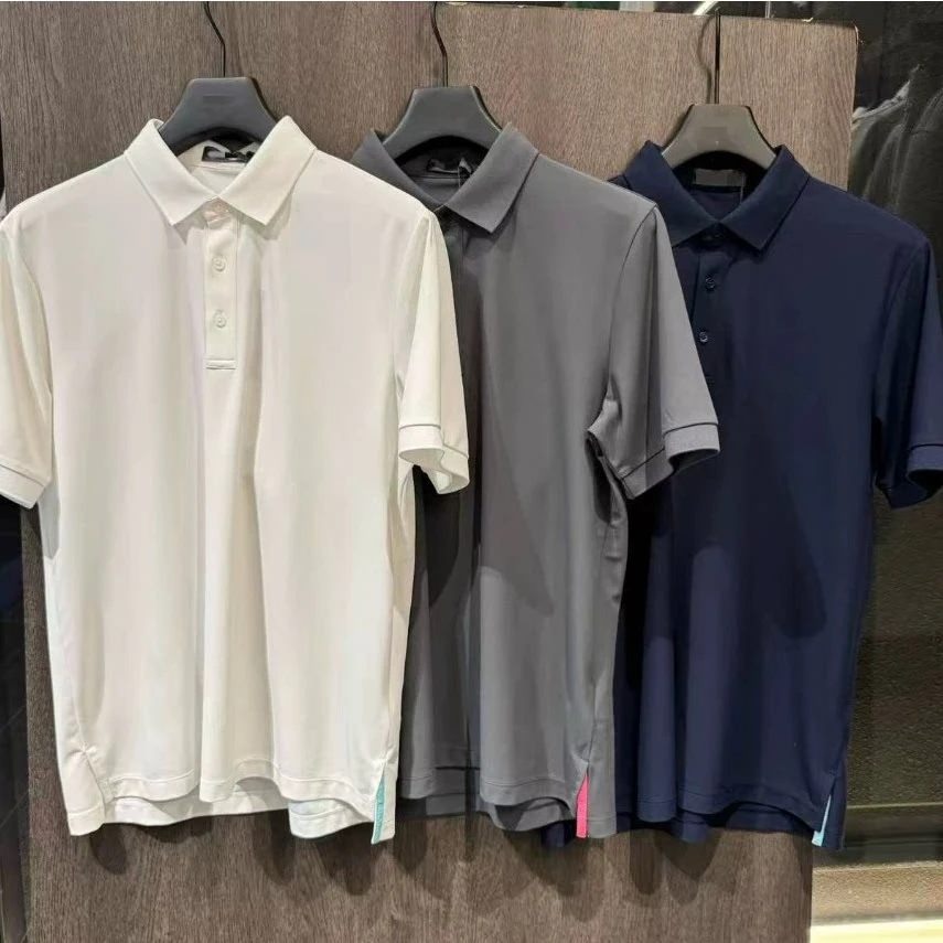 2026 Summer New Men's Golf Half-Button Lapel Solid Color Short-Sleeve T-Shirt, Sporty Stylish Versatile Top for Outdoor Daily