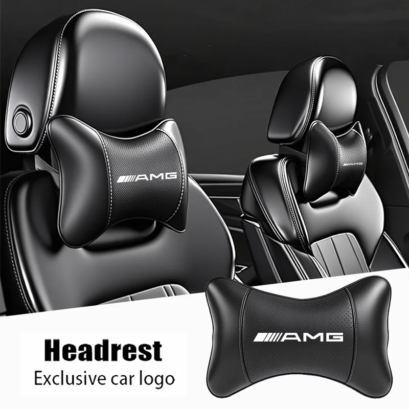 Appui-tête de siège de voiture avec logo automobile, 1 pièce, pour Mercedes Benz AMG W203 W206 W220 W205 W211 W212 W201 W168 W167 W169 GLA GLB GLC
