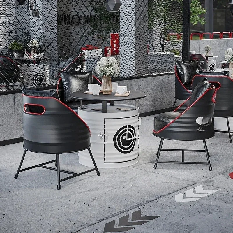 Negozio di tè al latte caffetteria Internet celebrità combinazione tavolo e sedia bar lounge stile industriale retrò creativo olio di ferro battuto dr