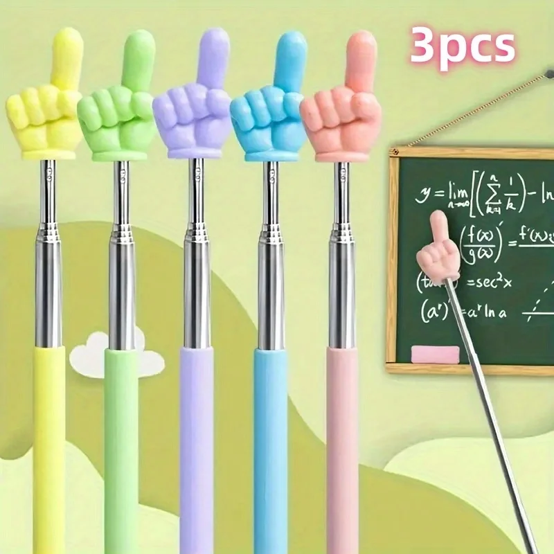 3Pcs Telescoping Teacher Pointer Colorful Retractable Teacher Hand Pointer for Classroom Reading Pointer