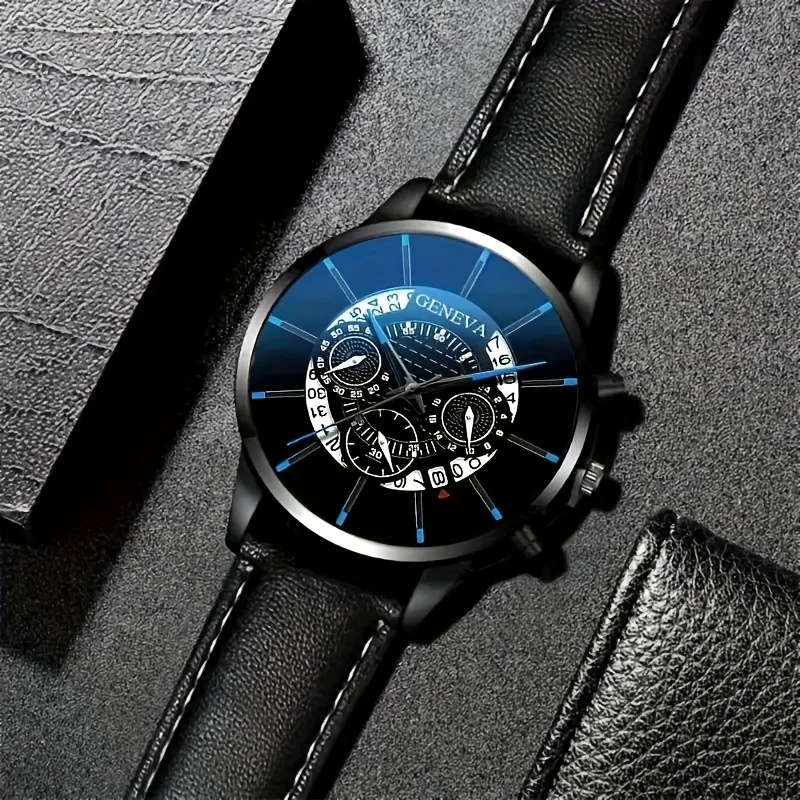 Модные мужские кварцевые часы и браслет-идеально подходят для повседневной носки, дня отца, подарка на День святого Валентина