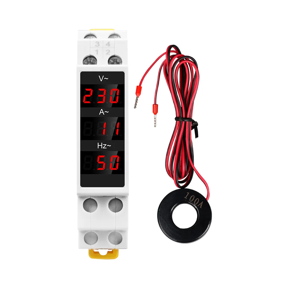 

SDM011VAH 80-500V 1-100A 0-99Hz Voltage Current Frequency Meter Din Rail LED Digital Display Single-Phase Modular Current Meter