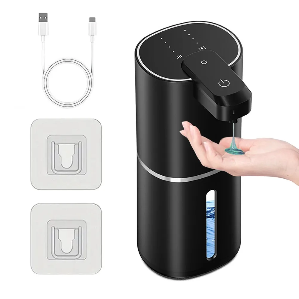 

Automatic Soap Dispenser with Four Adjustable Dispensing Levels and Waterproof ABS Material for Wall Mount or Desktop Use