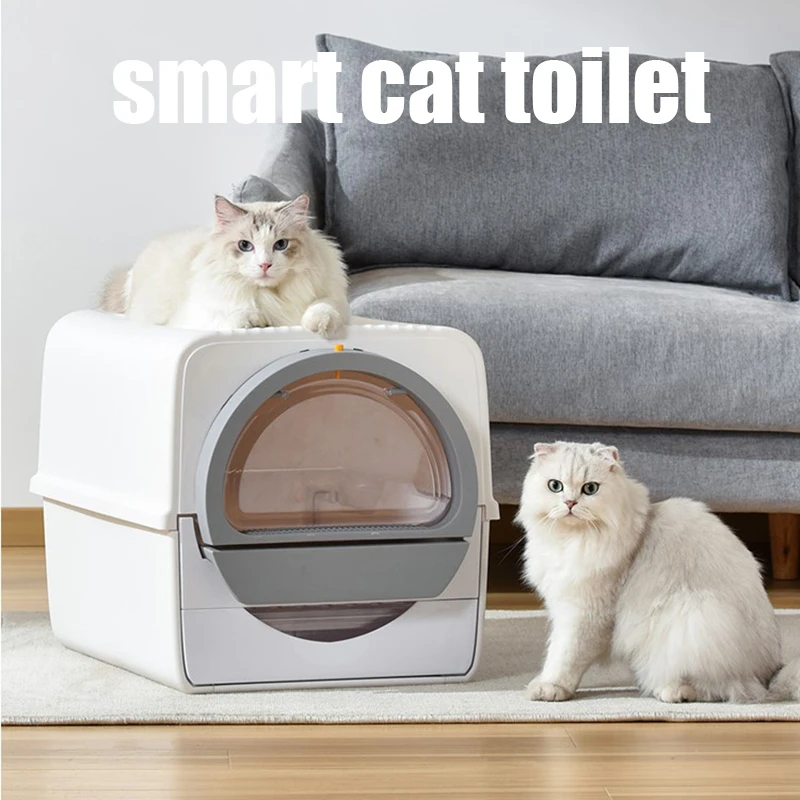 

Semi Automatic Cat Litter Box Basin Hand-pulled Fully Enclosed Deodorant Super Splash-Proof Toilet Litter Tray Pet Furniture