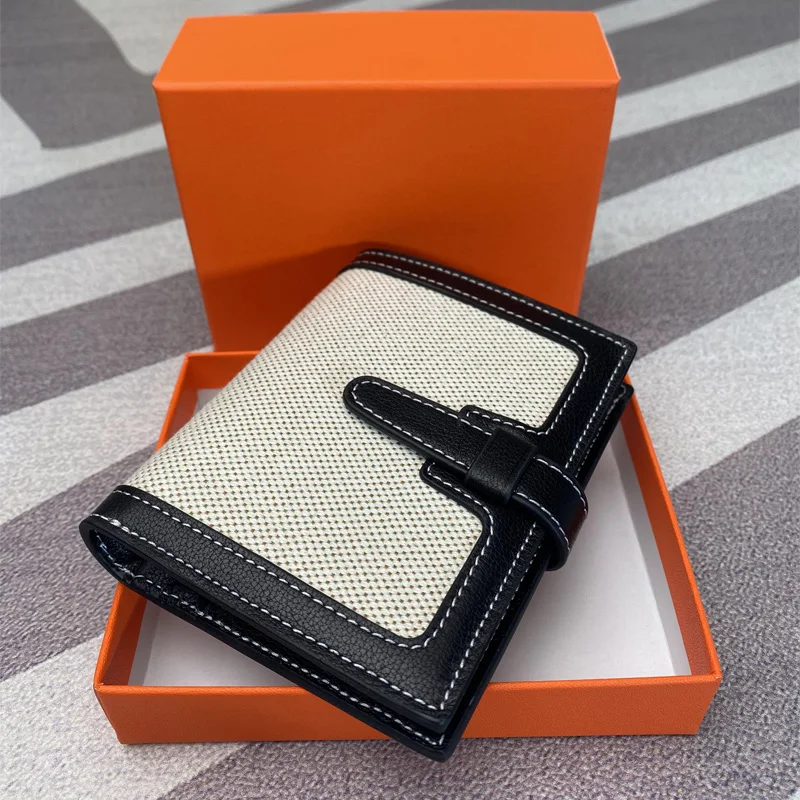 Luxury carbon fiber cardholder wallet women's leather folding ultra-thin standard wallet small purse women's wallet