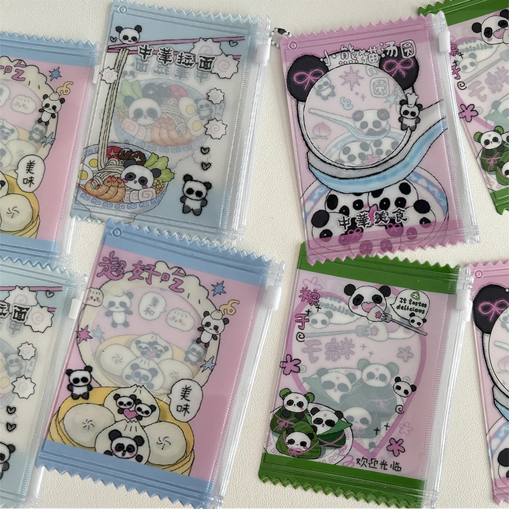 INS Cartoon Panda 3-inch Card Holder Cover Stationery PVC Card Holder Storage Bag Badge Storage Pouch Cute Creative  DIY