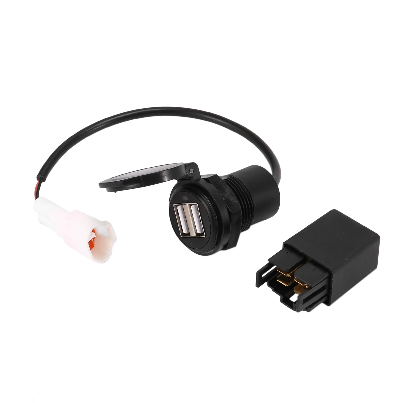 Socket Splitter 2 USB Charger with LED Light Power Adapter Motorcycle Socket Mount for Kawasaki VERSYS X-300