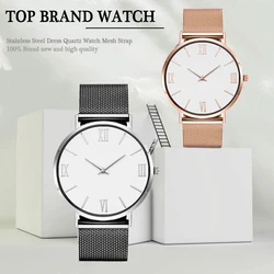 2023 Watch For Women Elegant Business Rose Gold Stainless Steel Simple Ladies Wristwatch Mesh Bracelet Clock Gifts Montre Femmes