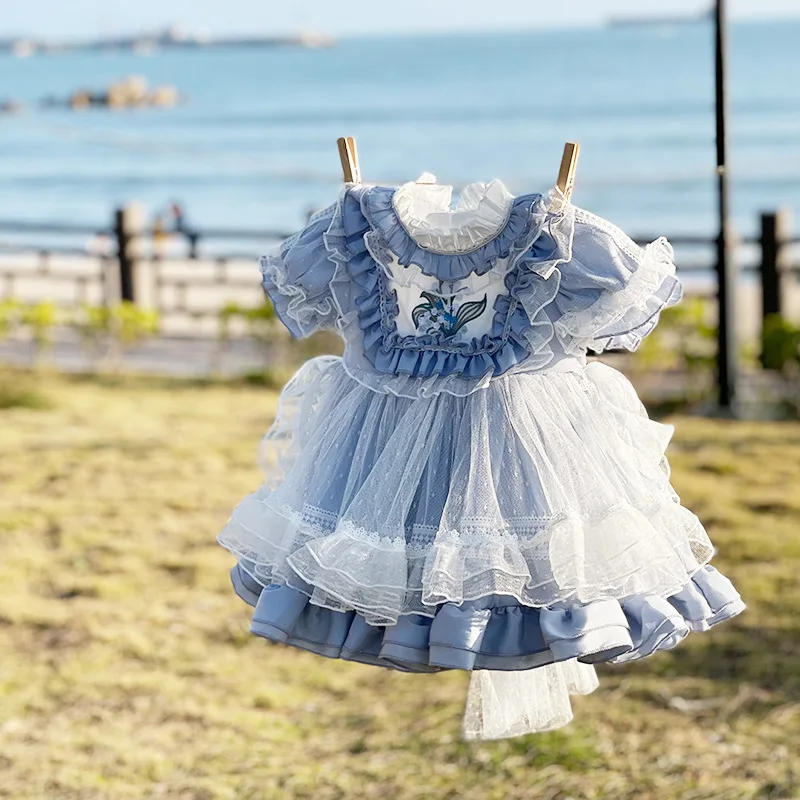 

Girls Spanish Clothes Children Lolita Ball Gowns For Baby Girl Birthday Baptism Party Dresses infant Vintage Princess Vestidos