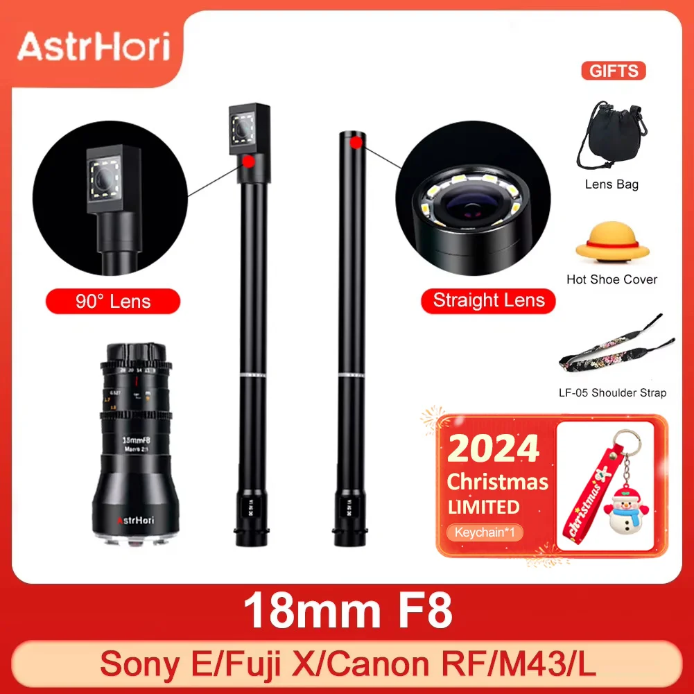 AstrHori 18mm F8 APS-C  2X Macro Probe Lens 18mm F8 90° Periprobe & Direct Lens For Sony E Canon RF EF Fuji X Nikon Z LUMIX L