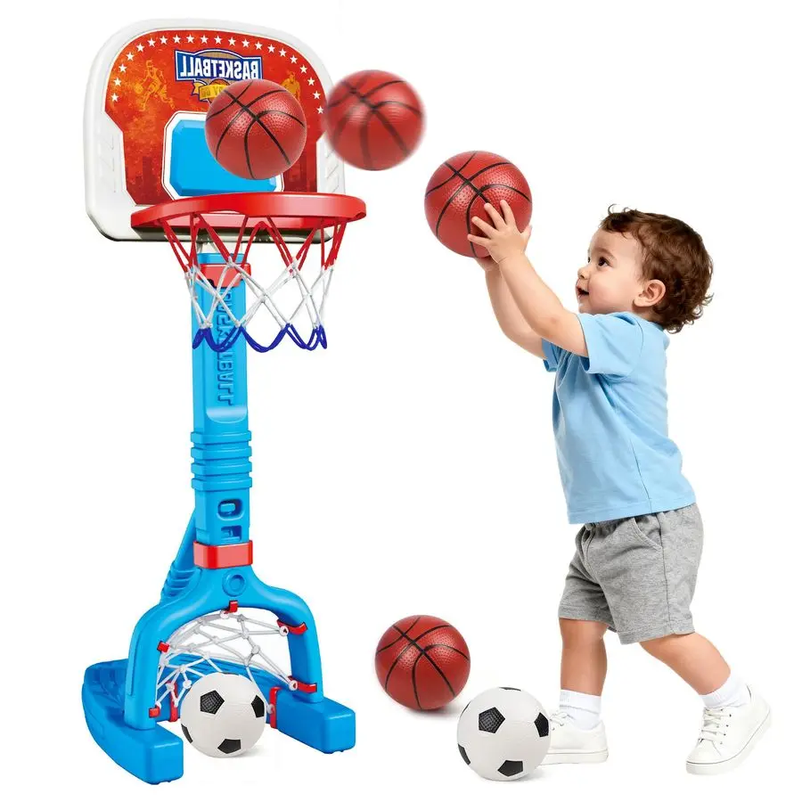 

Баскетбольное кольцо для малышей, регулируемый мини-баскетбольный набор для детей с 4 мячами, для возраста от 1 до 3,5 лет, забавный уличный баскетбольный набор для игр у бассейна