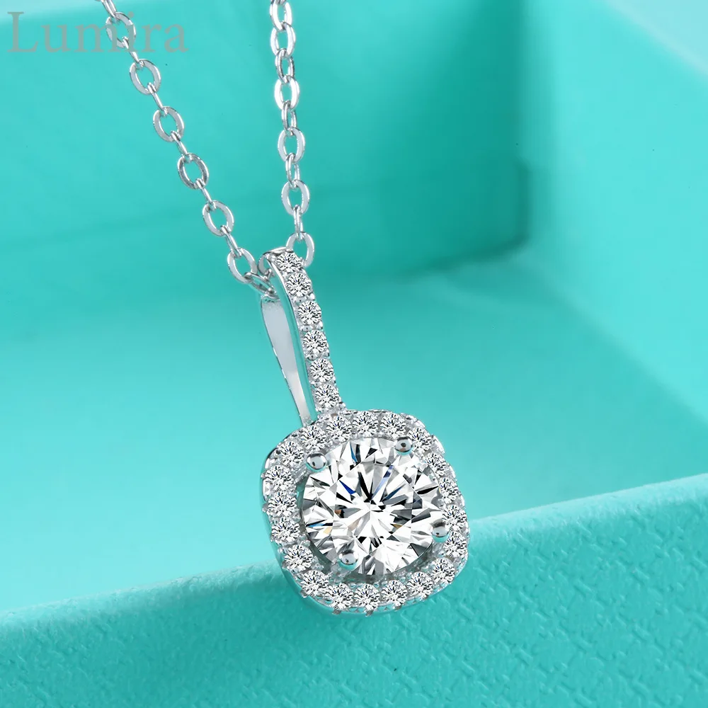 

Lumira Classic Square Wrapped Pendant Platinum PT950 Jewelry 1-Carat Moissanite Necklace Pendant for Women Jewelry Gifts