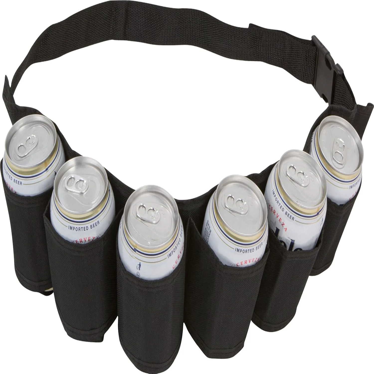 

Beer Soda Can Holder Belt 6 Pack - Adjustable Drink Holster Harness