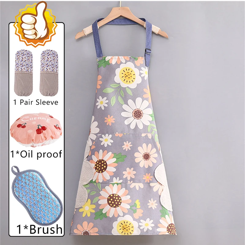 Oil-proof Cooking Household Apron Women's Cotton Breathable Work Nail Art Work Clothes Apron Kitchen Supplies Tool