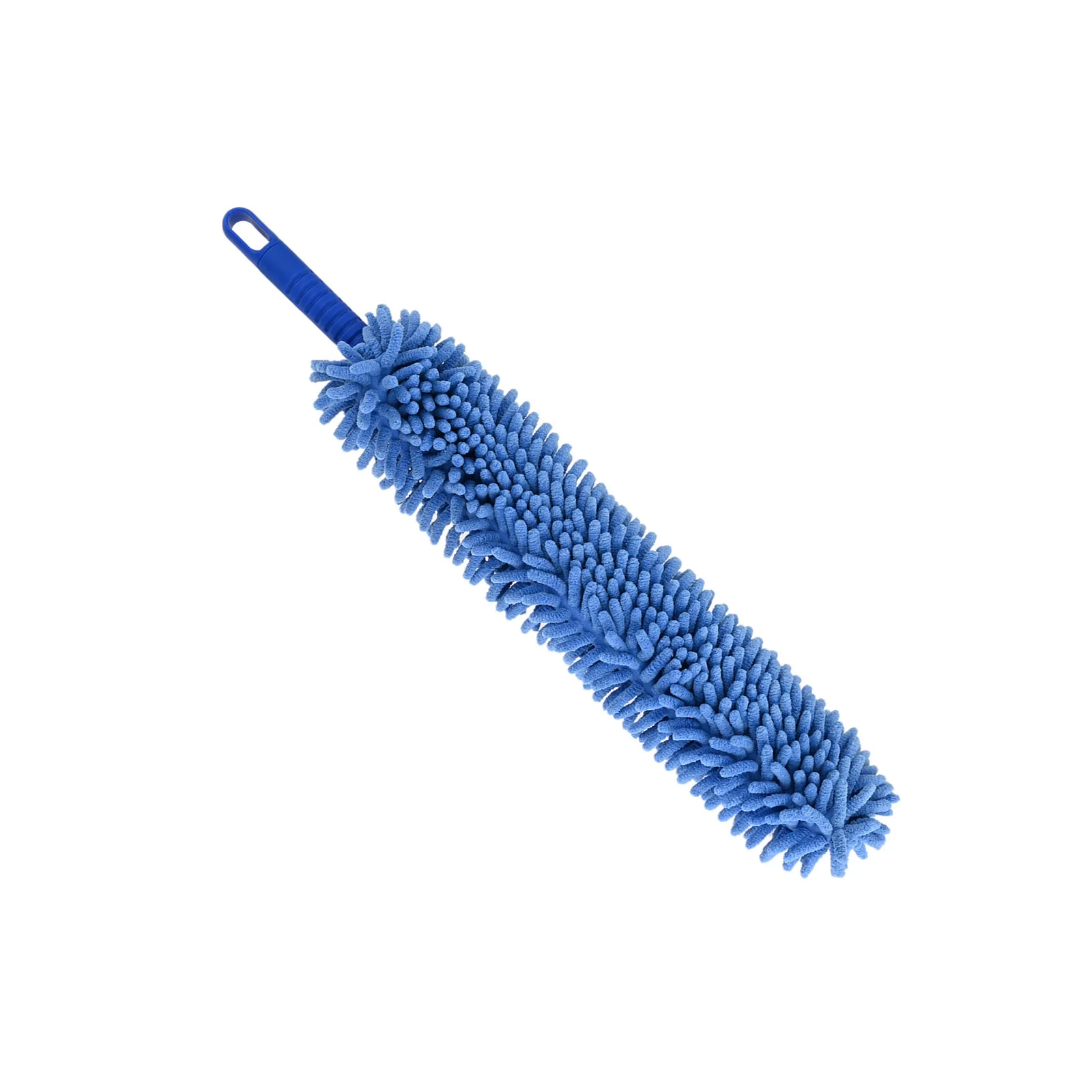 1pc Bendable Chenille Duster Brush Flexible Handle 57.5cm Blue Washable Microfiber Cloth Home Car Fan Window Ceiling Furniture