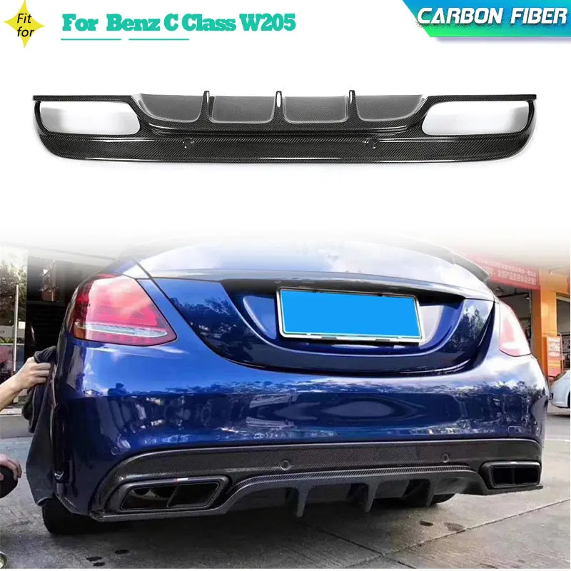 Carbon Fiber Car Rear Bumper Diffuser Lip Spoiler for Mercedes Benz C Class W205 Sport C43 AMG 2015-2019 Rear Diffuser Body Kit