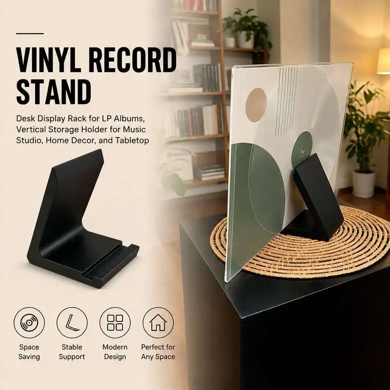 Desktop Vinyl Record Display Stand Countertop LP Album Holder Desk Organizer For Music Collection Storage Decoration