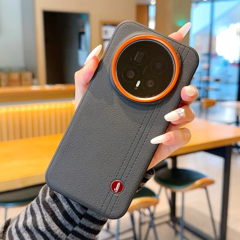Etui na telefon Huawei Honor Magic 8, 8 Pro, 7, 7 Pro, 6, 6 Pro, o prostym, jednolitym kolorze, z elementami w postaci linii i wykonane z wykorzystaniem technik obróbki skórnej. — zdjęcie produktu 2