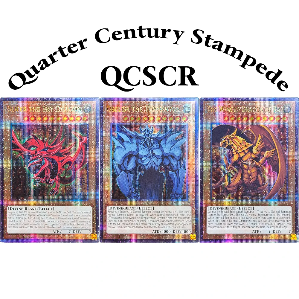 YuGiOh! Cartas de jogo QCSCR Quarter Century Stampede Obelisco o Tormentador Slifer O Dragão do Céu O Dragão Alado de Ra Cartões Raras