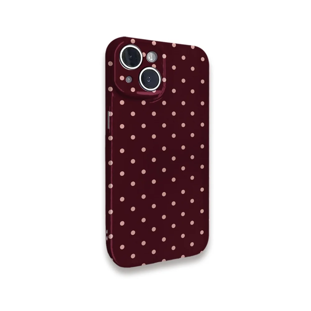 Ins Brown Red Polka Dots Phone Case for IPHONE 16 15PRO MAX 14 PLUS 13 12 MINI 11 Acrylic TPU Two in One Magnetic Phone Cases - náhled 5