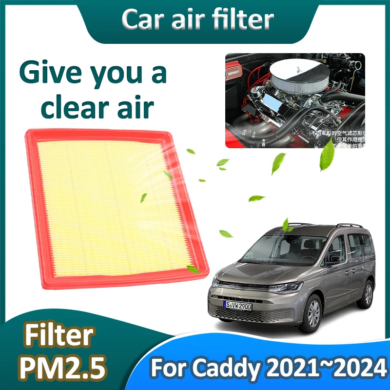 For Volkswagen VW Caddy 2021~2024 2023 Auto Filter Element Fresh Cabin Purifier Engine Dust Removal Remove PM2.5 Car Accessories