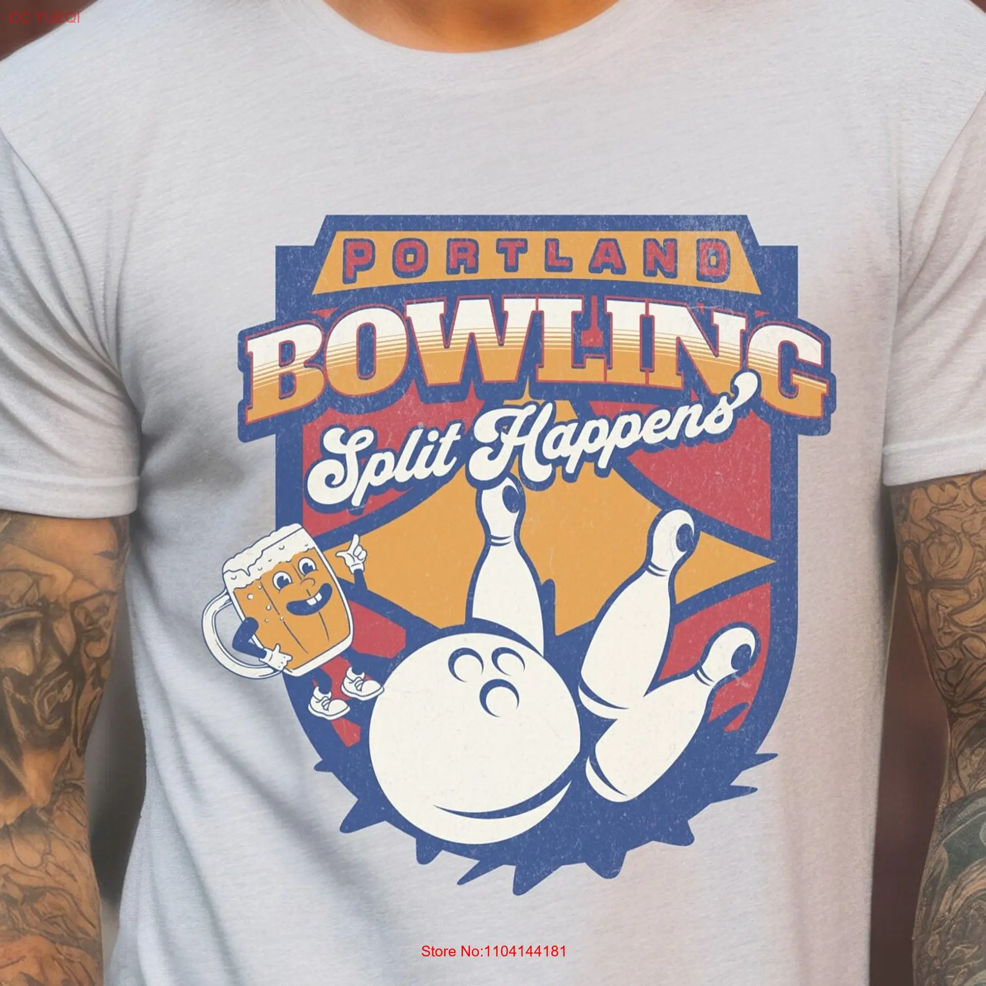 Футболка для боулинга в стиле ретро, комфортные цвета, Портленд для команды Bowler, винтажная, с длинным или коротким рукавом