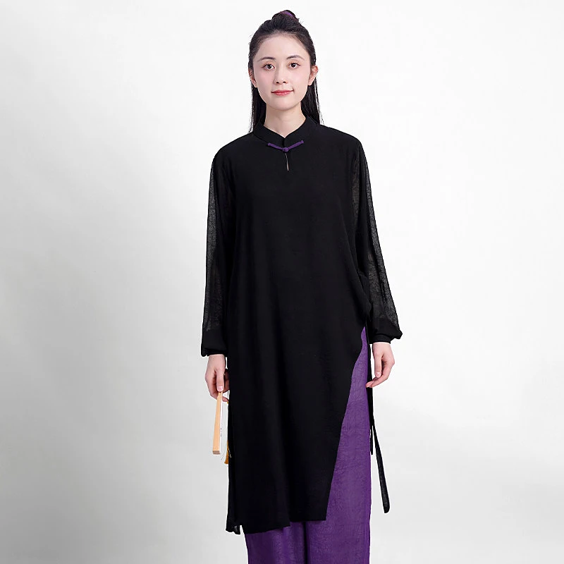 New Summer Tai Chi Suit Long Flowy Ba Duan Jin Qigong Competition Performance Gauze Linen Soft Comfortable Drape Chinese Style