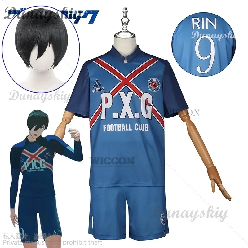 Anime Cos Blue Lock Anime P.X.G Rin Itoshi Shidou Ryusei Julian Loki Cosplay Costume Wig Embroidery Football Uniform Halloween