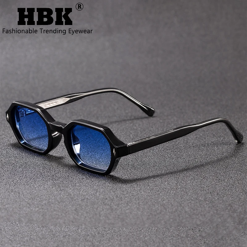 

HBK Men's Fashion Polygon Sunglasses Small Frame Gradient Lens Sun Glasses for Summer Beach Party Ideal Choice for Gifts