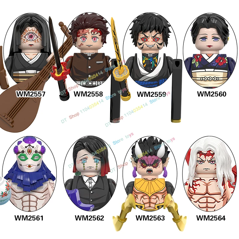 Figuras de acción de dibujos animados, modelos de la serie Anime, accesorios de bloques de construcción, Nakime, Kaigaku, Gyokko, Kibutsuji, Muzan, juguetes de montaje