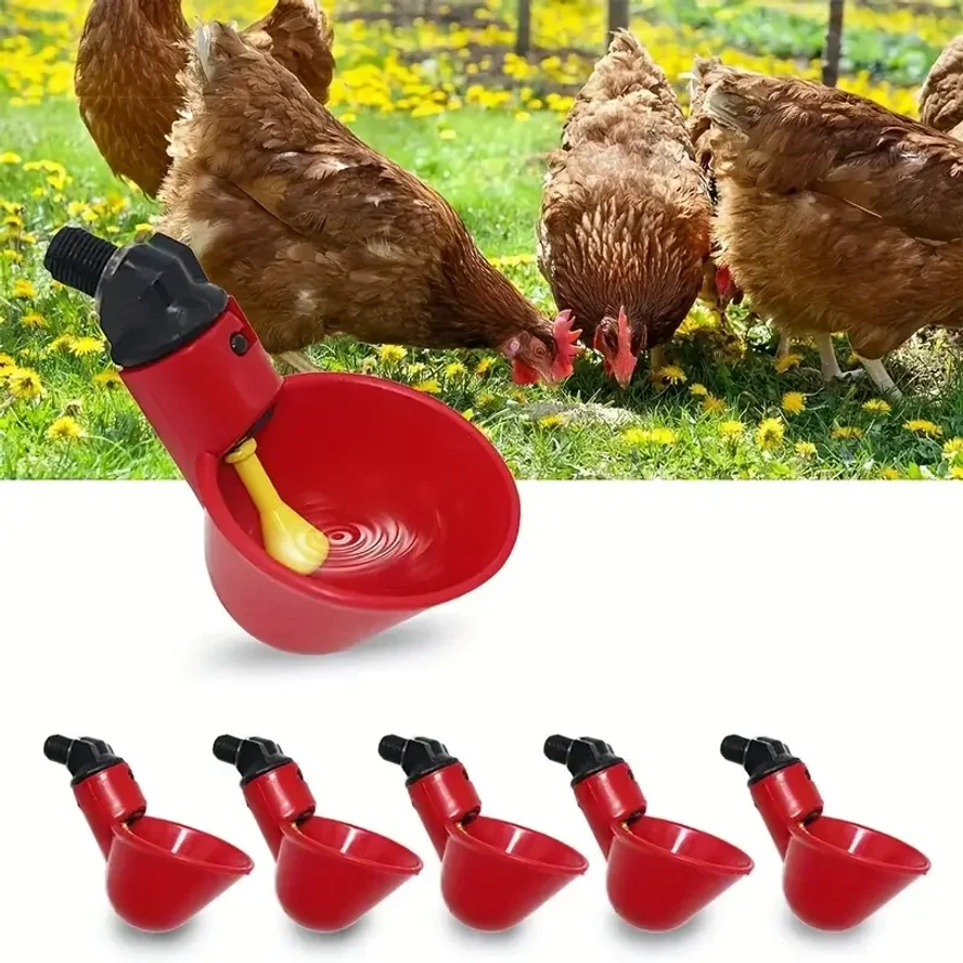 24Pcs Chicken Quail Hanging Water Cups Nipple Drinking Bowl Birds Water Bowl Drinker Cups for Backyard Automatic Poultry