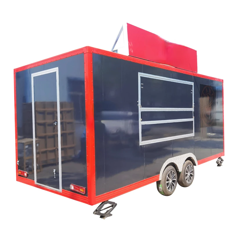 Europe Trends Fast Food Trailer Truck Mobile Kitchen Beer Pizza Ice Cream Hot Dog Freezer Food Cart Vending kiosk for Sale