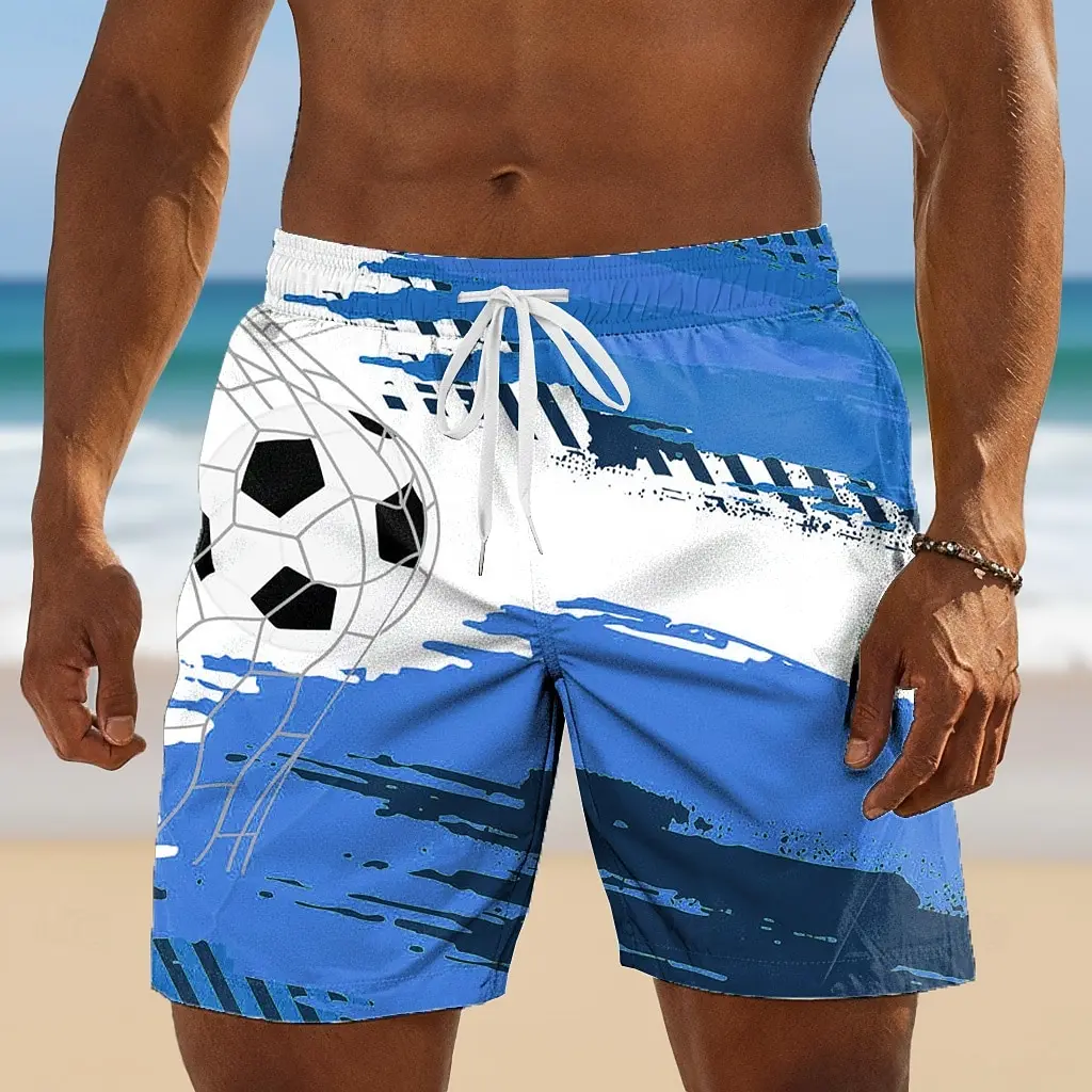 

Lazy Casual Men's Beach Shorts, Artistic Simple Print, Loose Version, Skin-Friendly For Home And Beach Daily Wear