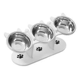 Comedero elevado para gato con base inclinada – Acero inoxidable