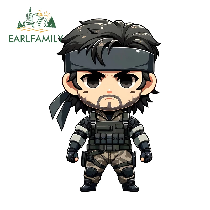 EARLFAMILY 13cm x 8.4cm Metal Gear Solid Inspired Chibi Car Stickers Air Conditioner Decal Vinyl Car Door Protector Graphics