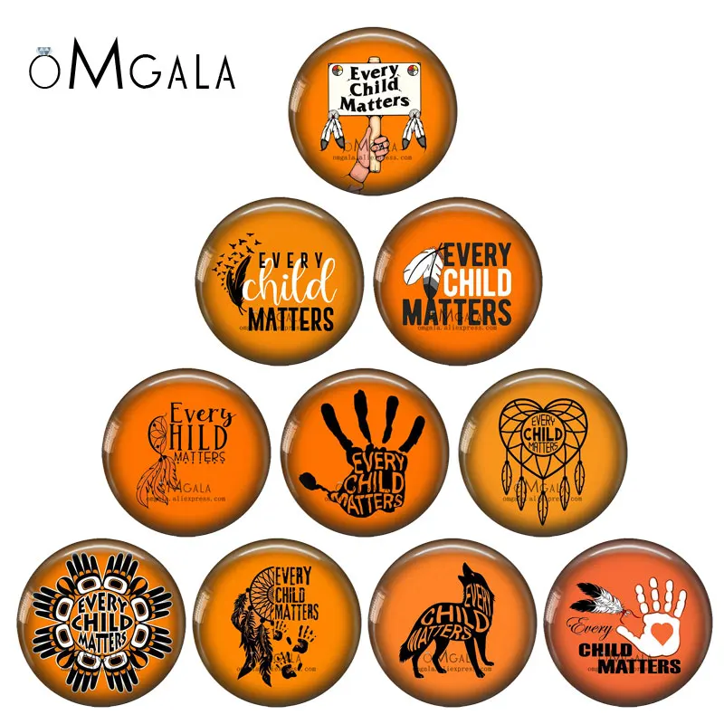 

Orange "Every Child Matters" Phrase Art Patterns 12mm/18mm/20mm/25mm Round Photo glass cabochon demo flat back Making findings