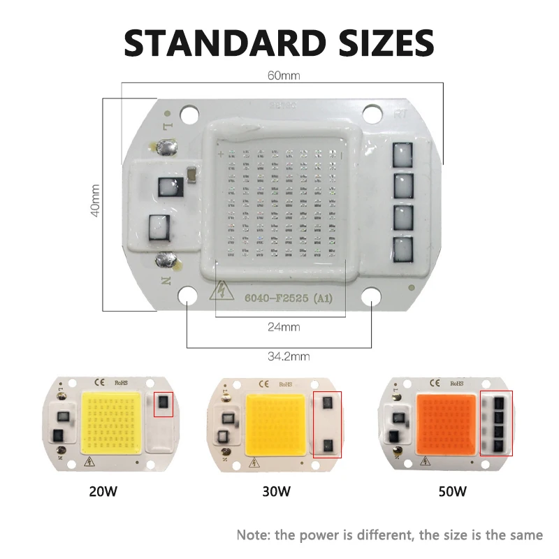 20W 30W 50W LED COB Chip Red Green Blue White AC 220V Smart IC No Need Driver For Flood Light Bulb Spotlight Landscape Lamp DIY